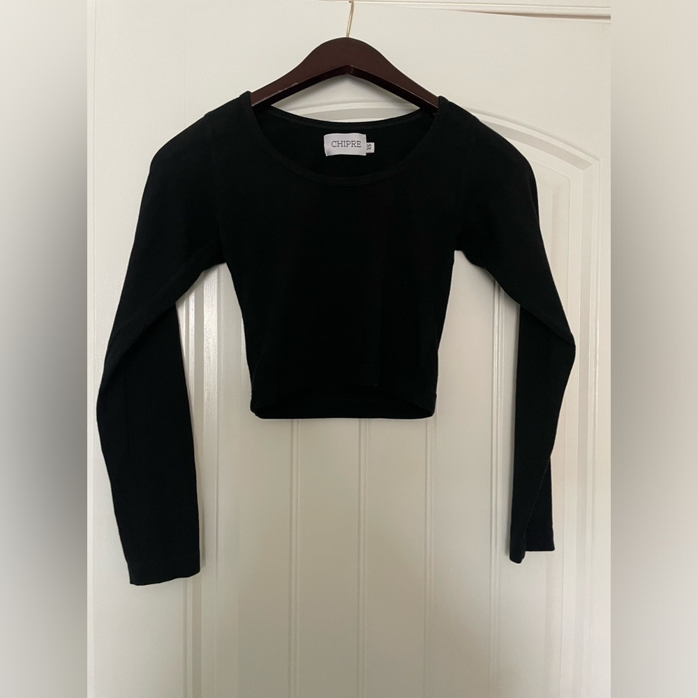 Chipre denim crop top in black, size xs
